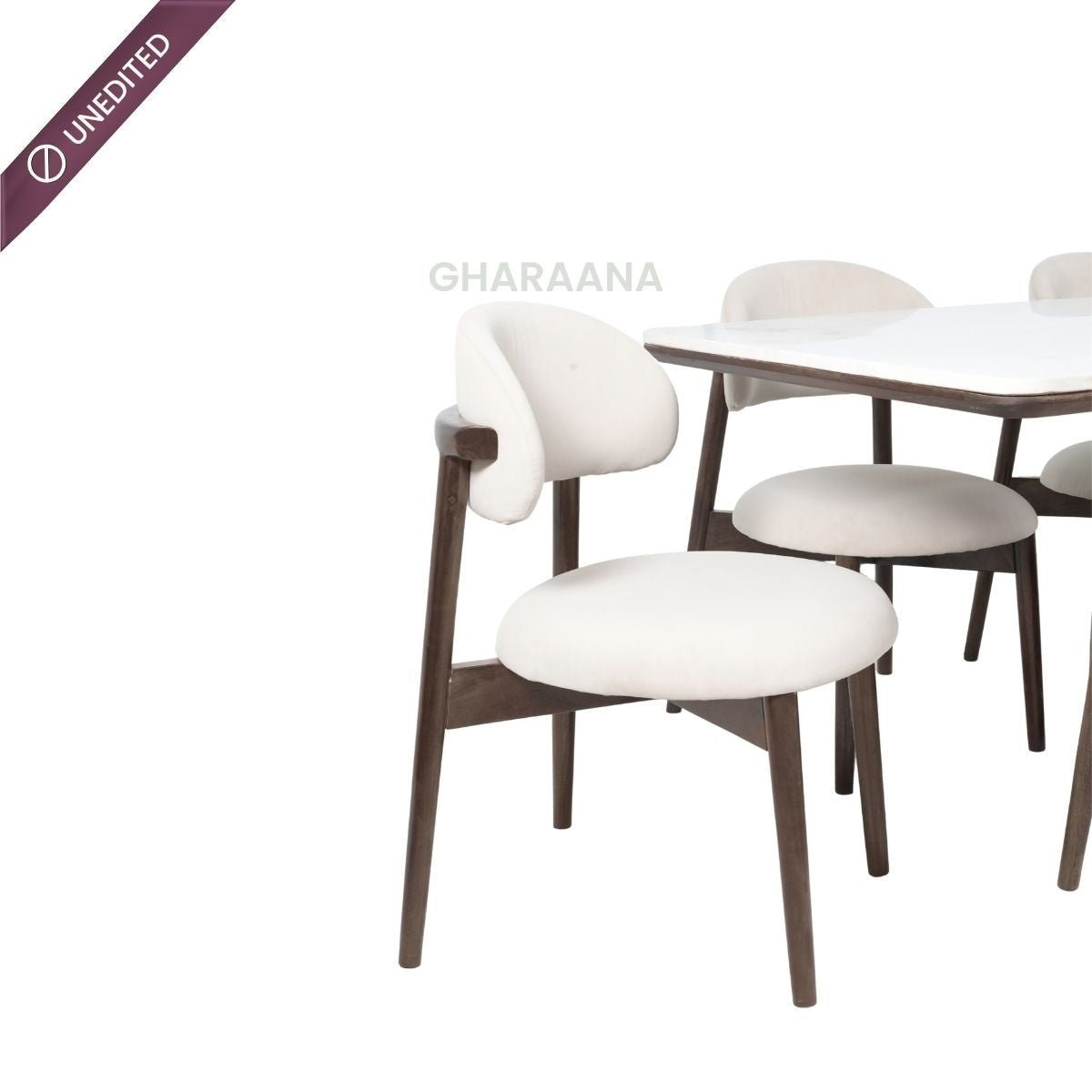 Adhira Marble - Top Wooden Dining Table Set - Dining Set - Gharaana