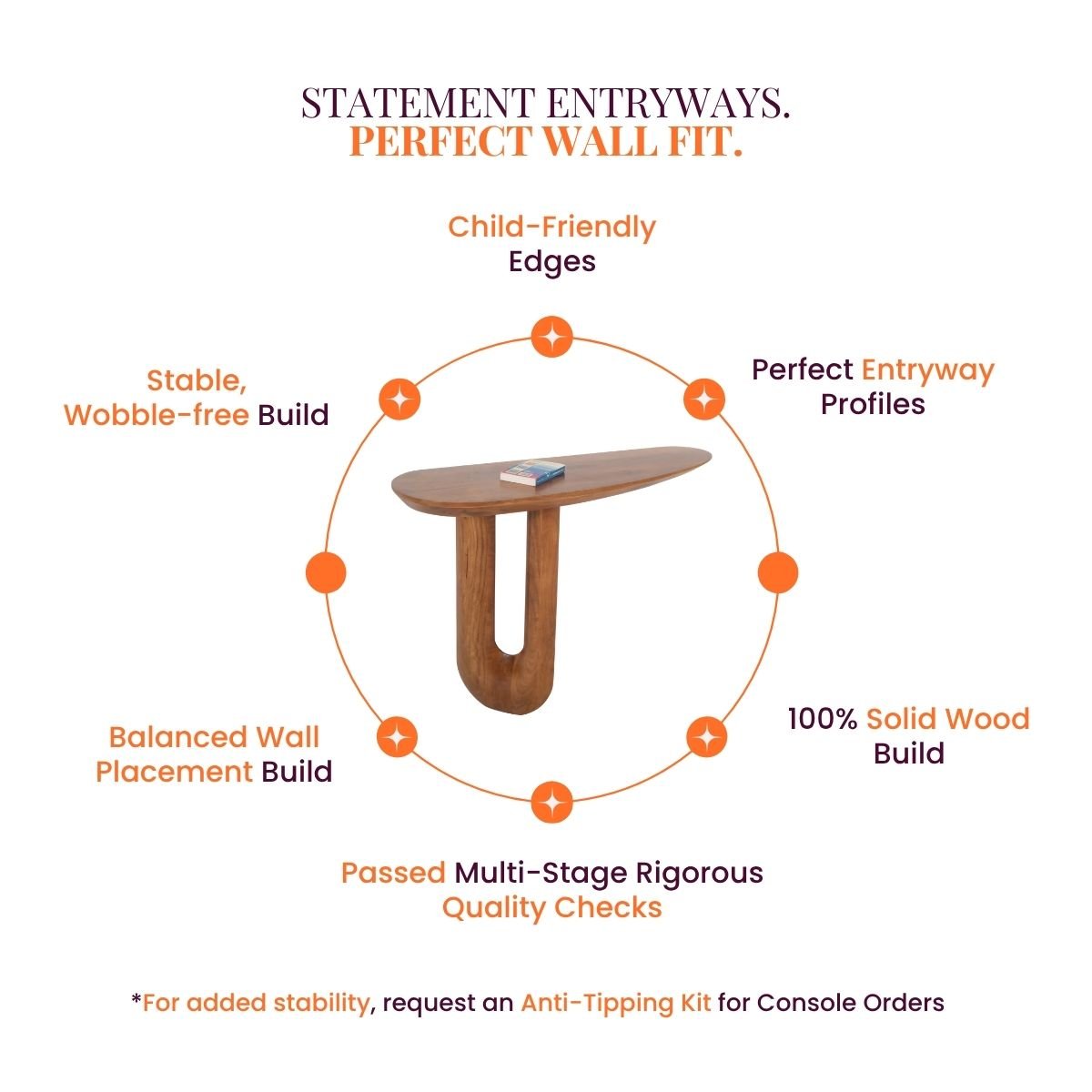 Avira Wooden Console Table - Console Tables - Gharaana