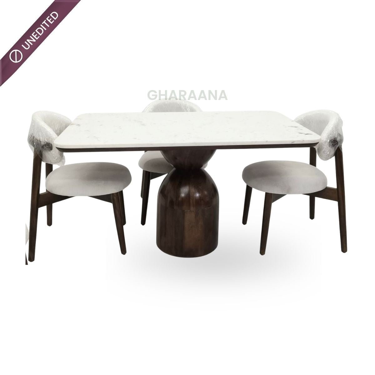 Adhira Marble - Top Wooden Dining Table Set - Dining Set - Gharaana