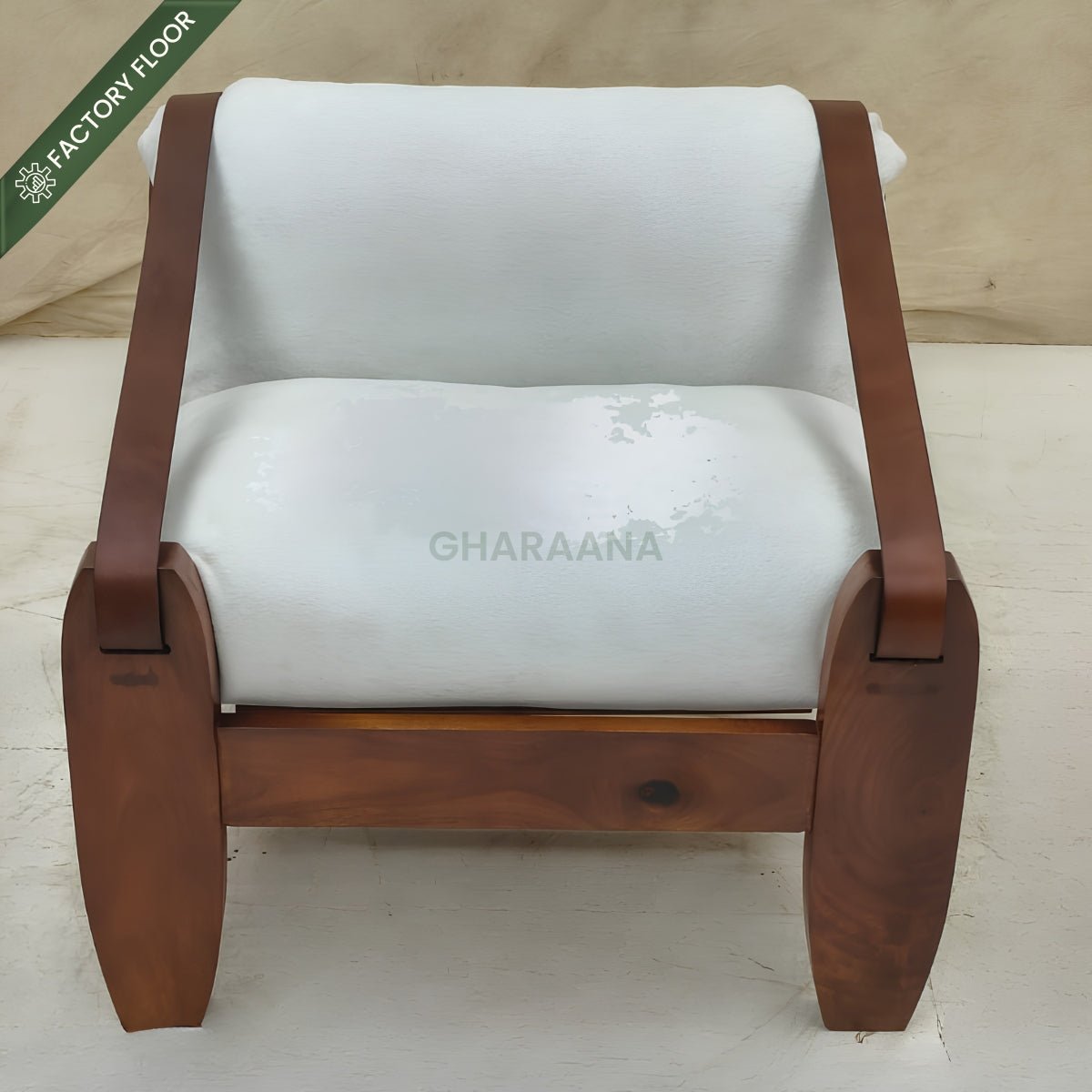 Prive Wooden Plush Armchair - Armchairs - Gharaana