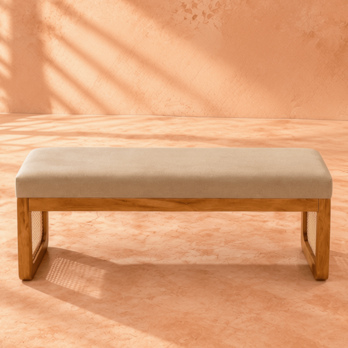 Harmony Plush Wooden Bench - Dining Chairs - Gharaana
