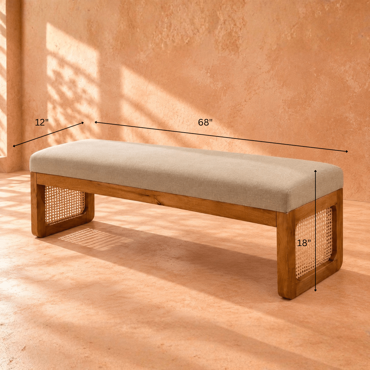 Harmony Plush Wooden Bench - Dining Chairs - Gharaana