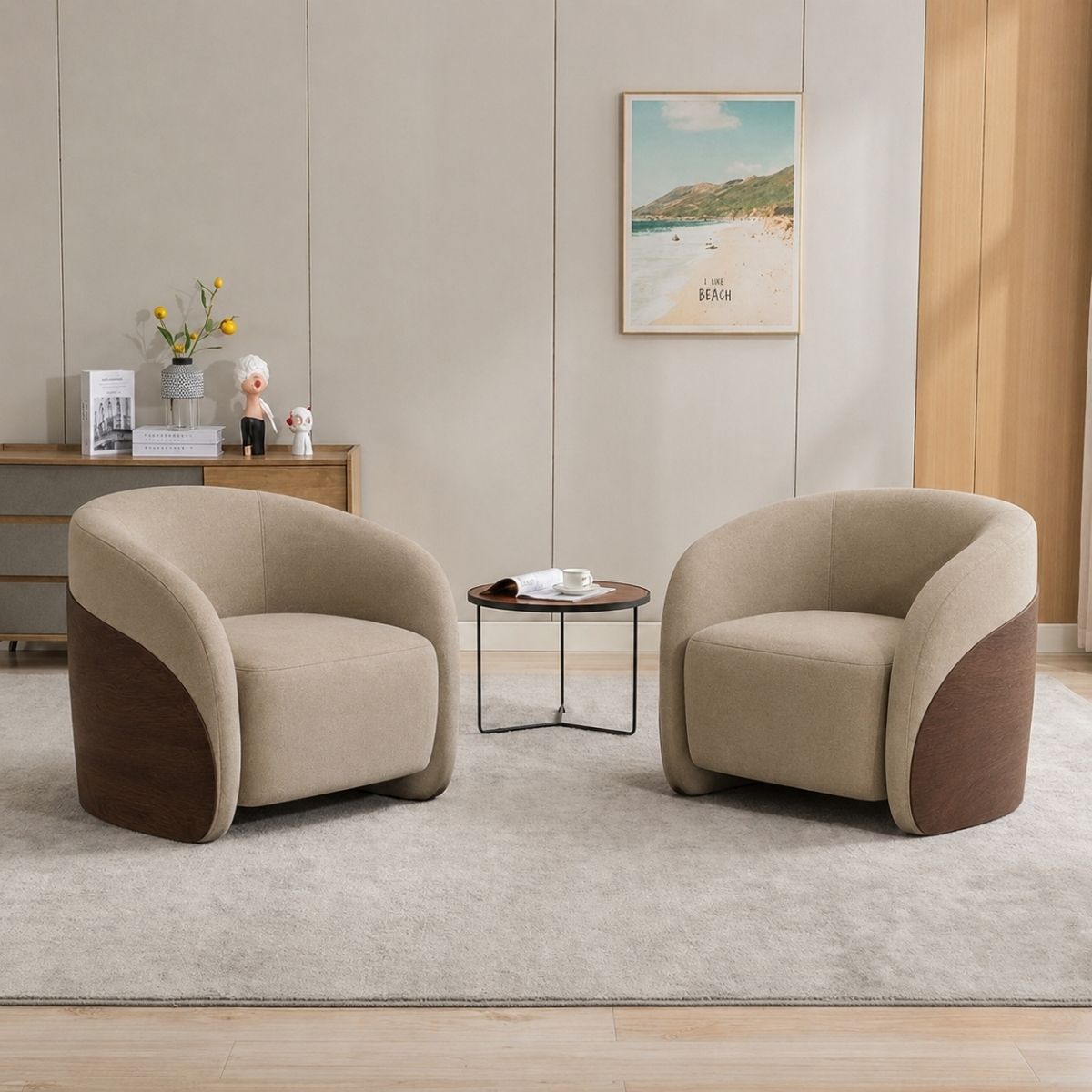 Capri Wooden Plush Armchair - Armchairs - Gharaana