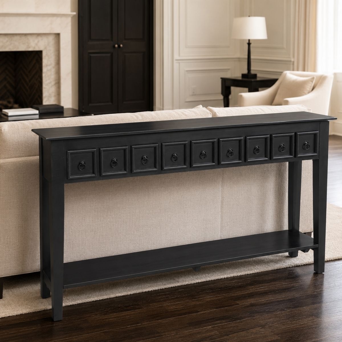 Ella Wooden Console Table_Noir Black - Console Tables - Gharaana
