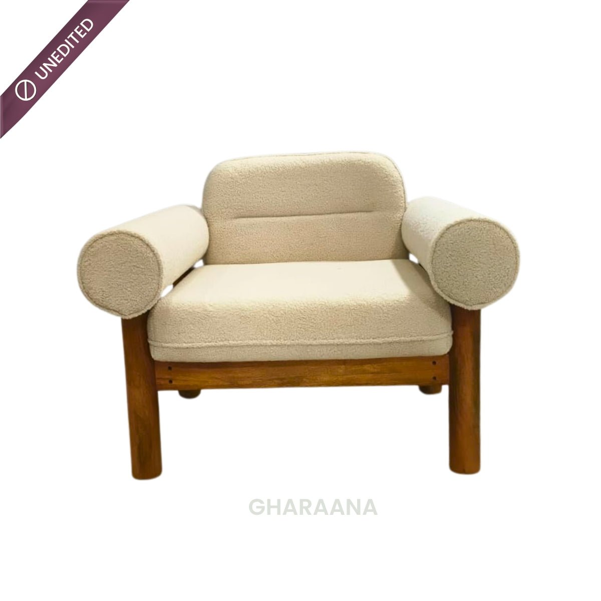Casa Wooden Plush Armchair - Armchairs - Gharaana