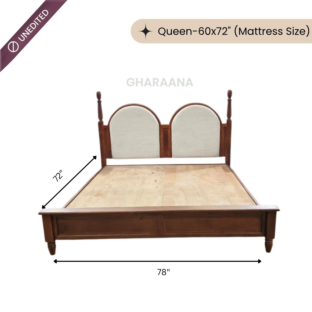 Vyas 100% Solid Wood Upholstered Bed - Beds - Gharaana