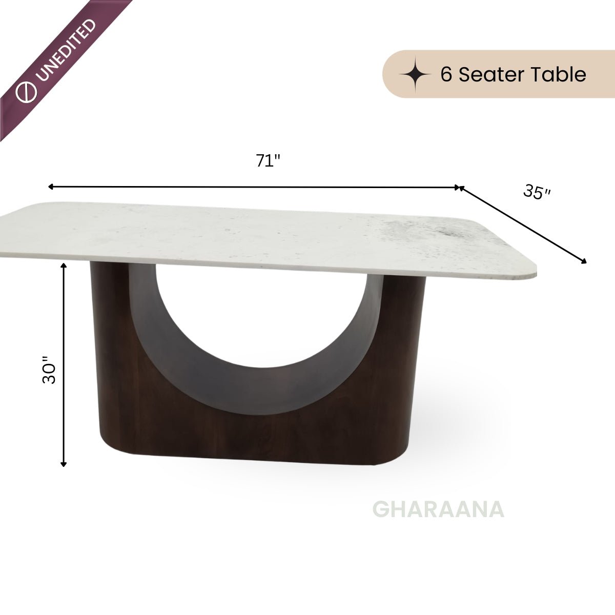 Bruno Marble-Top Wooden Dining Table Set - Dining Set - Gharaana