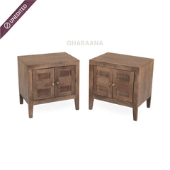 Isha Wooden Bedside Table - Bedsides - Gharaana