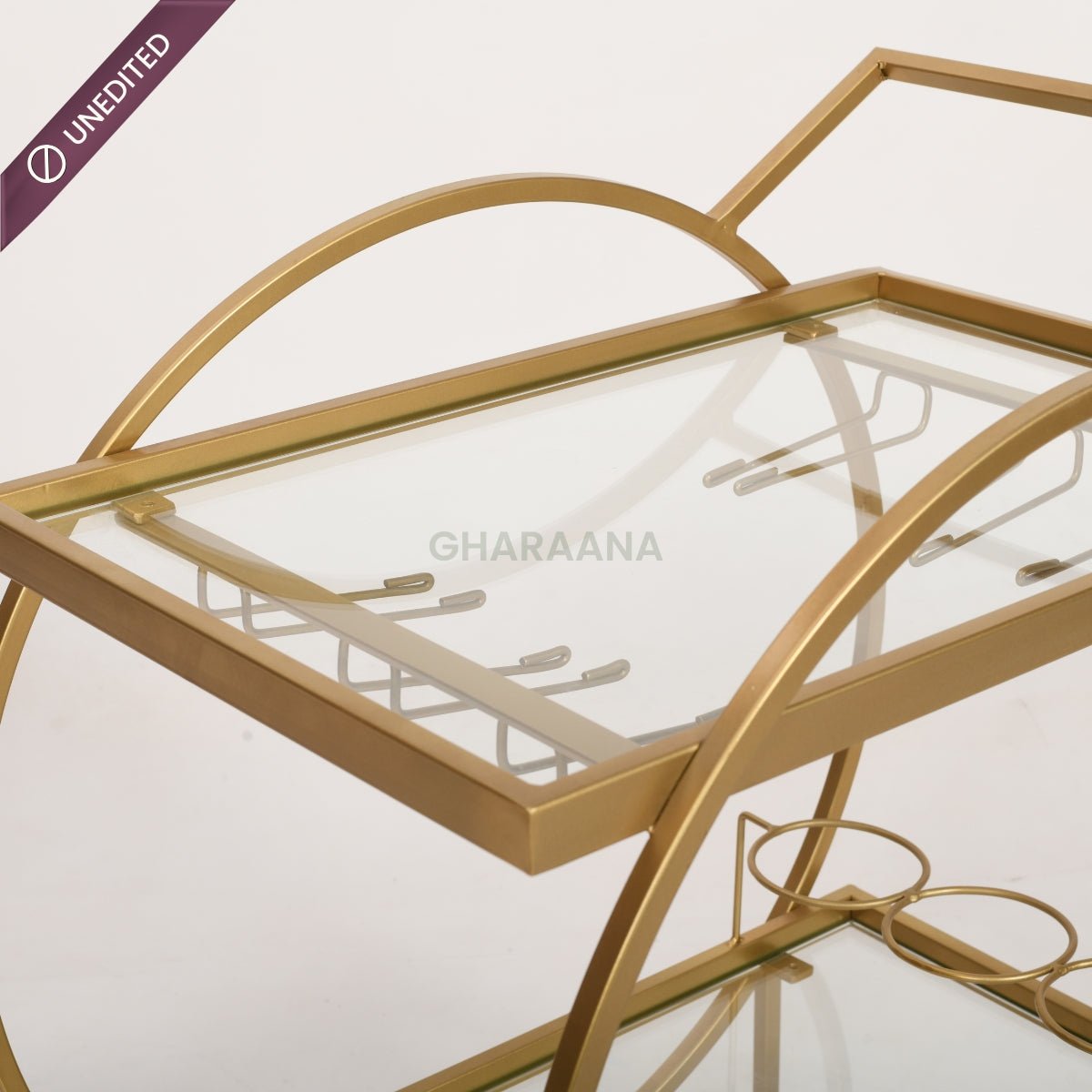 Forager 2-Tier Glass Bar Trolley - Trolleys - Gharaana