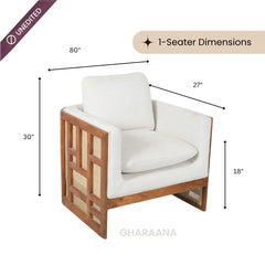 Veda Custom Wooden Upholstered Sofa - Sofas - Gharaana