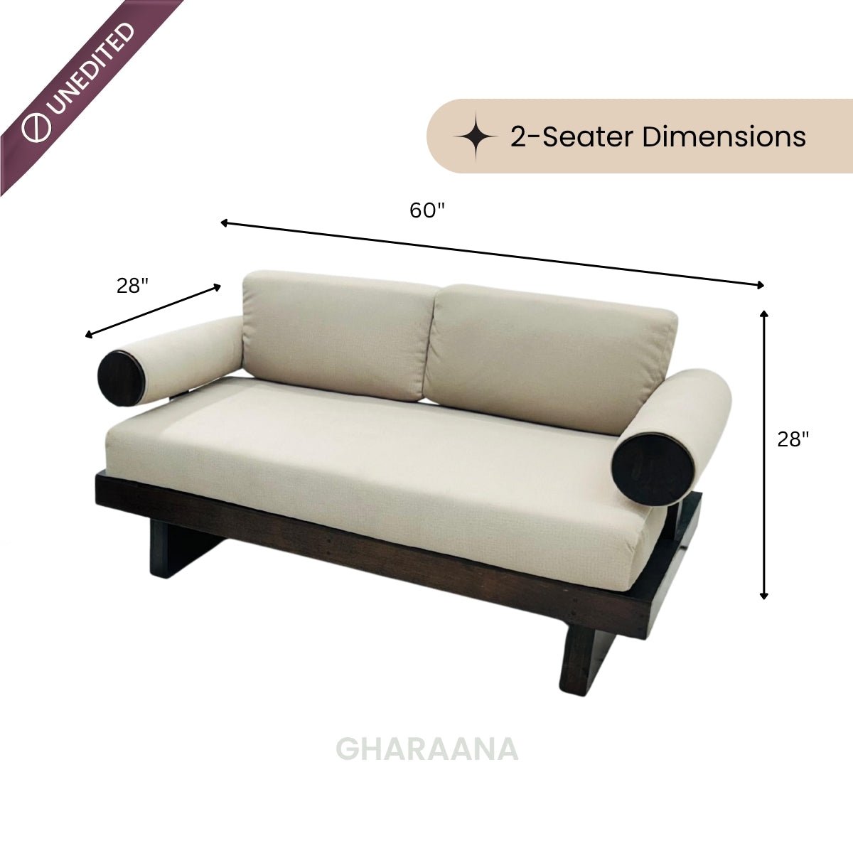 Swiss 2-Seater Wooden Plush Sofa - Armchairs - Gharaana