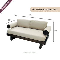 Swiss 2-Seater Wooden Plush Sofa - Armchairs - Gharaana