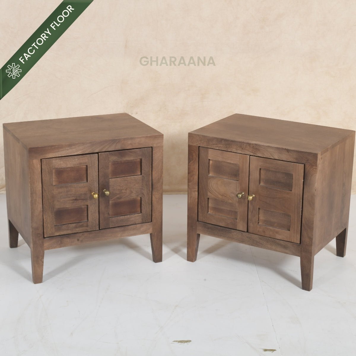 Isha 100% Solid Wood Bed with Bedside Tables - Beds - Gharaana
