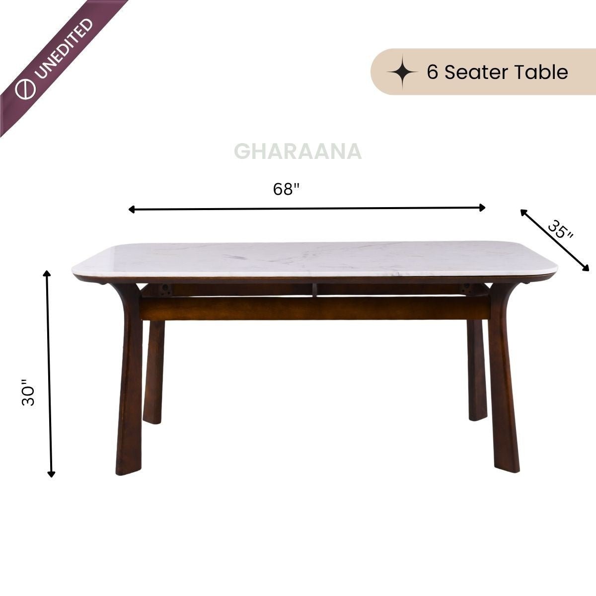 Panache Marble - Top Wooden Dining Table Set - Dining Set - Gharaana