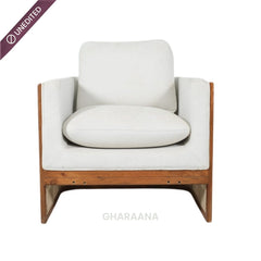 Veda Wooden Upholstered Armchair - Armchairs - Gharaana