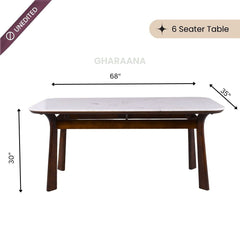 Panache Marble - Top Wooden Dining Table Set - Dining Set - Gharaana