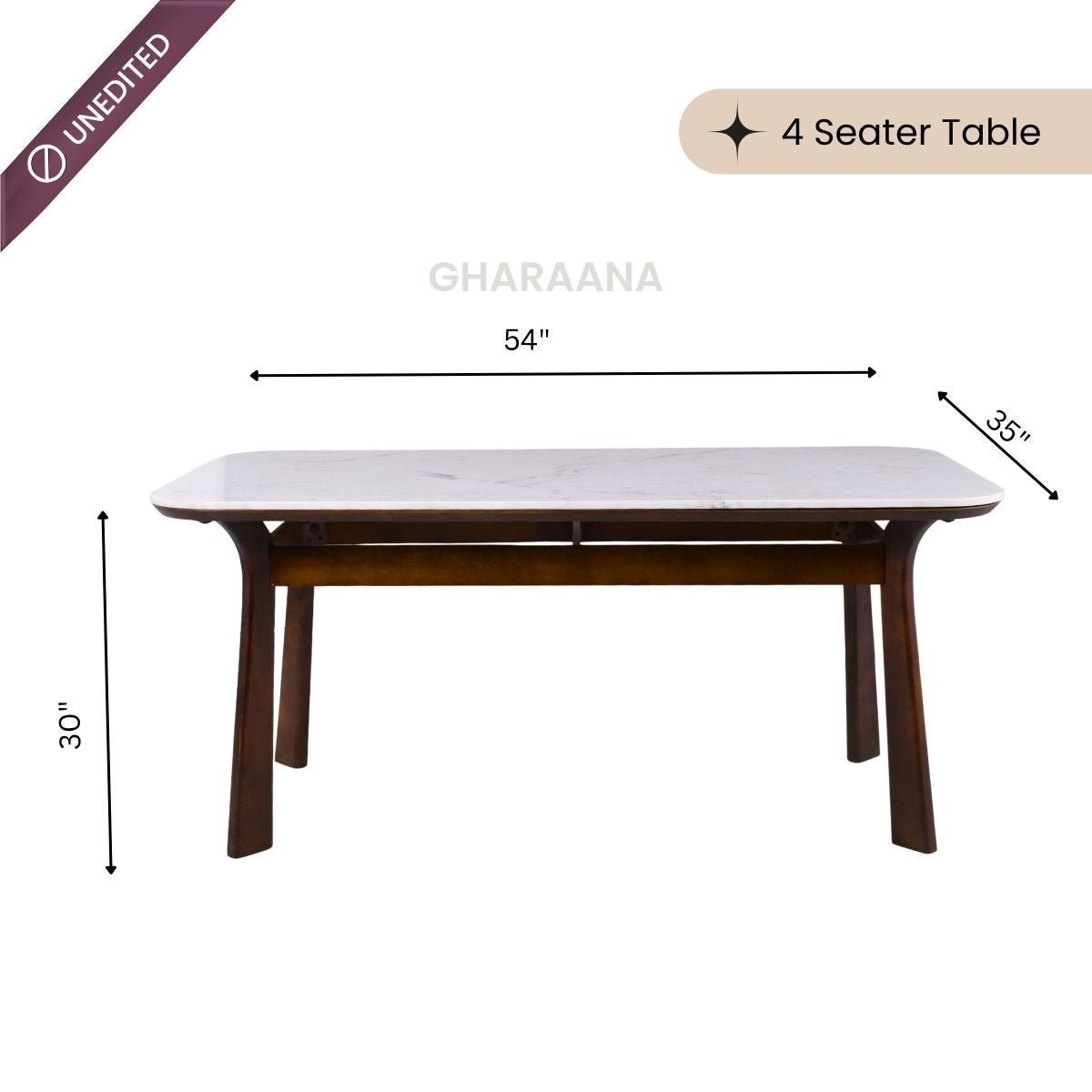 Panache Marble - Top Wooden Dining Table Set - Dining Set - Gharaana