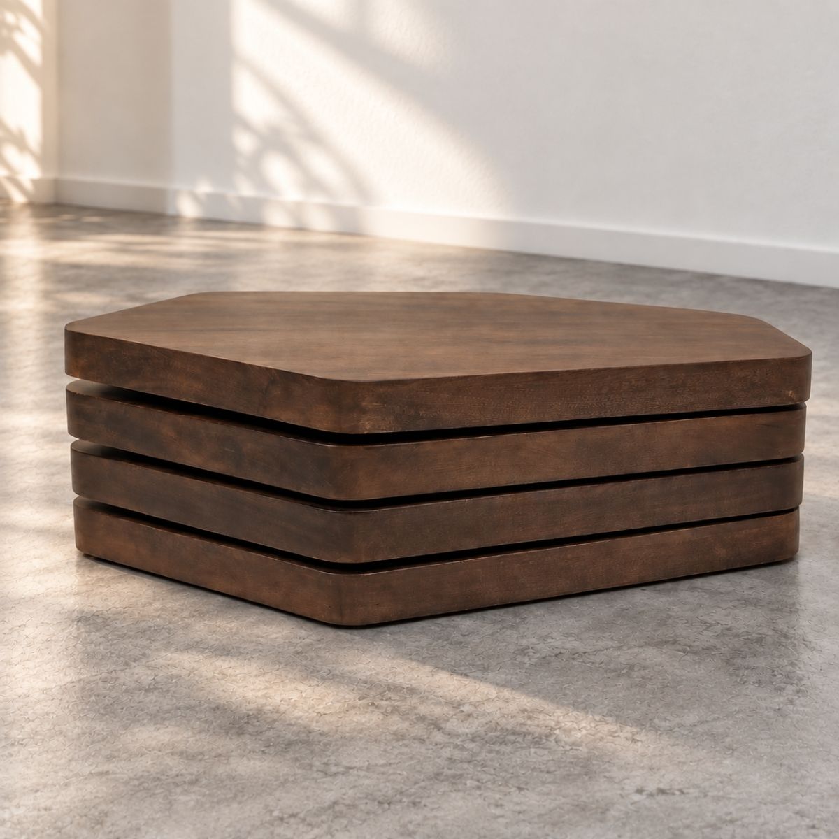 Wind Rotating 4-Tier Solid Wood Centre Table - Centre Tables - Gharaana
