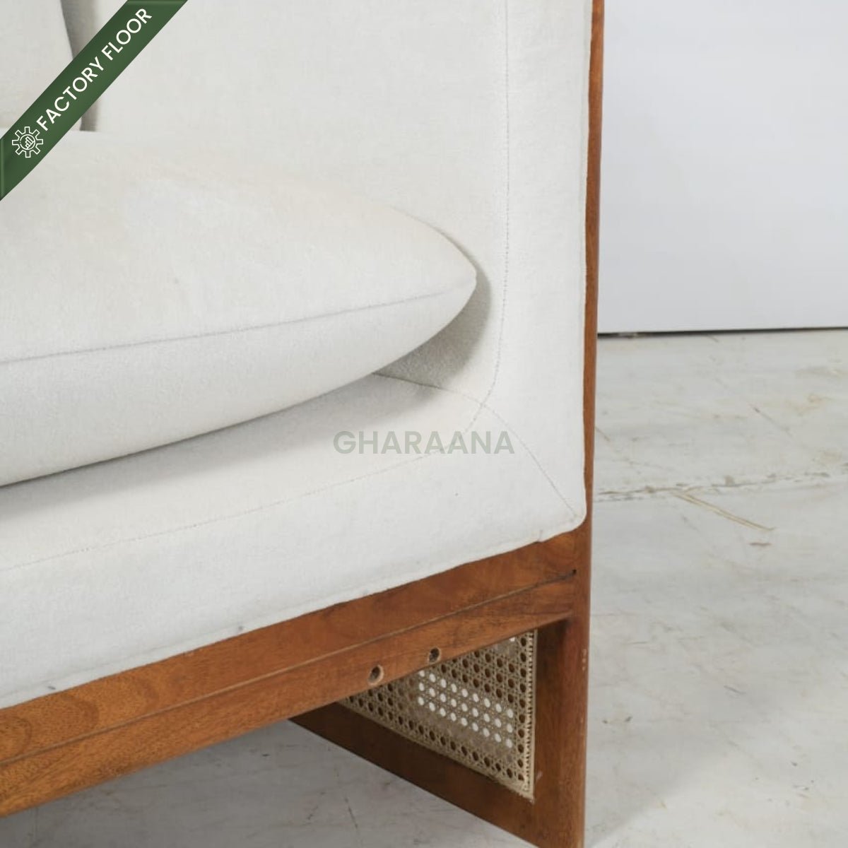 Veda Wooden Upholstered Armchair - Armchairs - Gharaana