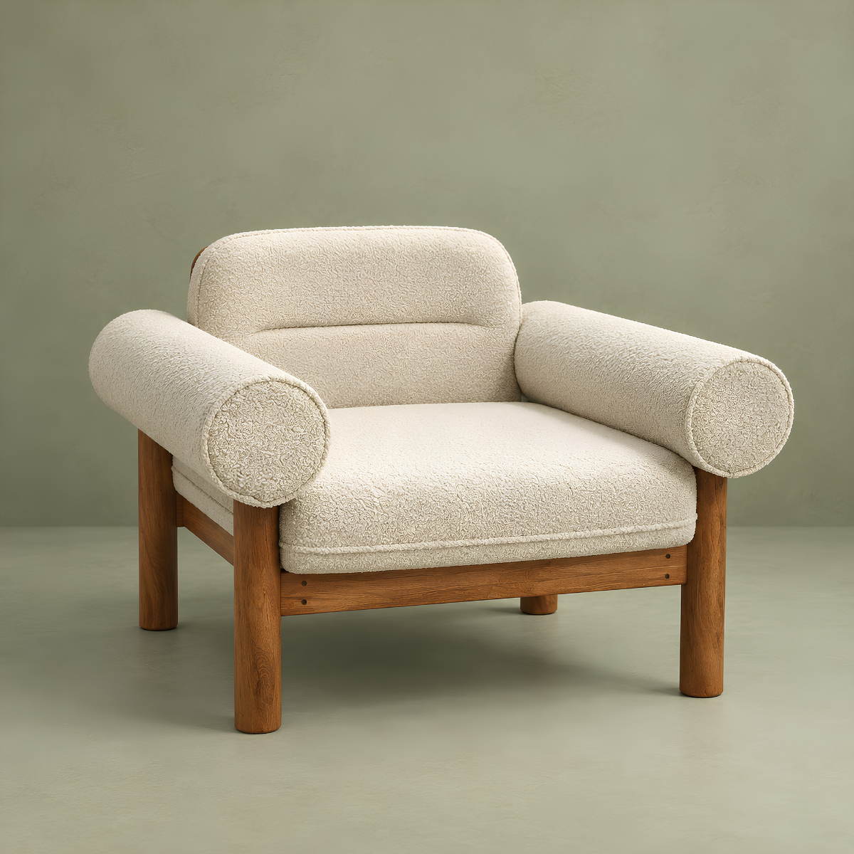 Casa Wooden Plush Armchair