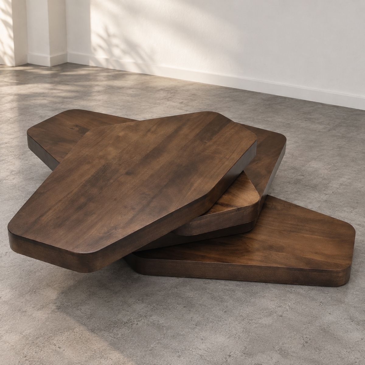 Wind Rotating 4-Tier Solid Wood Centre Table - Centre Tables - Gharaana