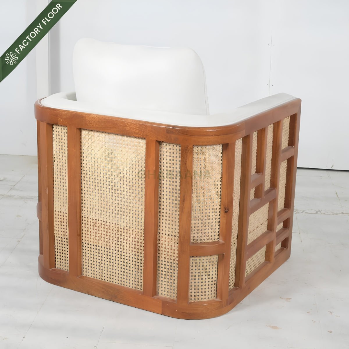 Veda Wooden Upholstered Armchair - Armchairs - Gharaana