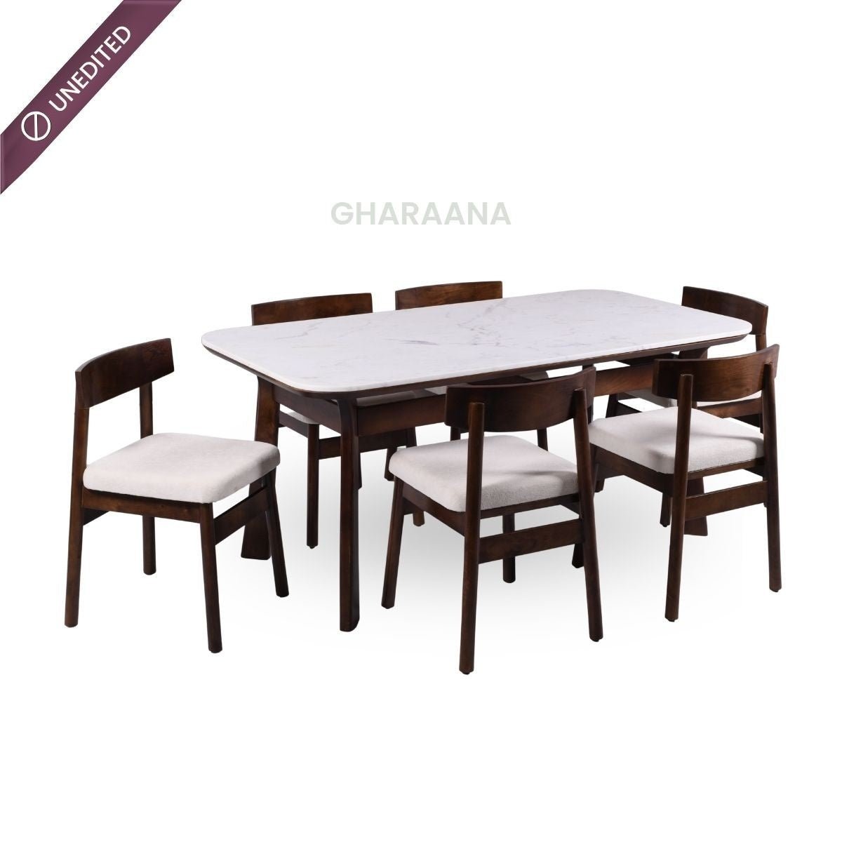 Panache Marble - Top Wooden Dining Table Set - Dining Set - Gharaana