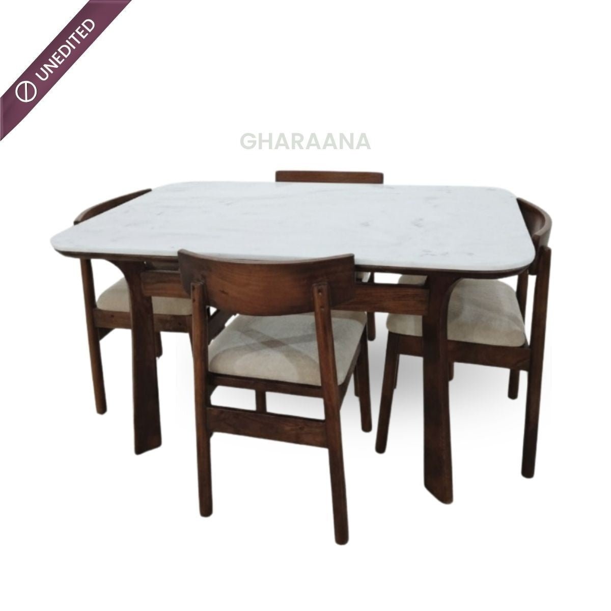 Panache Marble - Top Wooden Dining Table Set - Dining Set - Gharaana