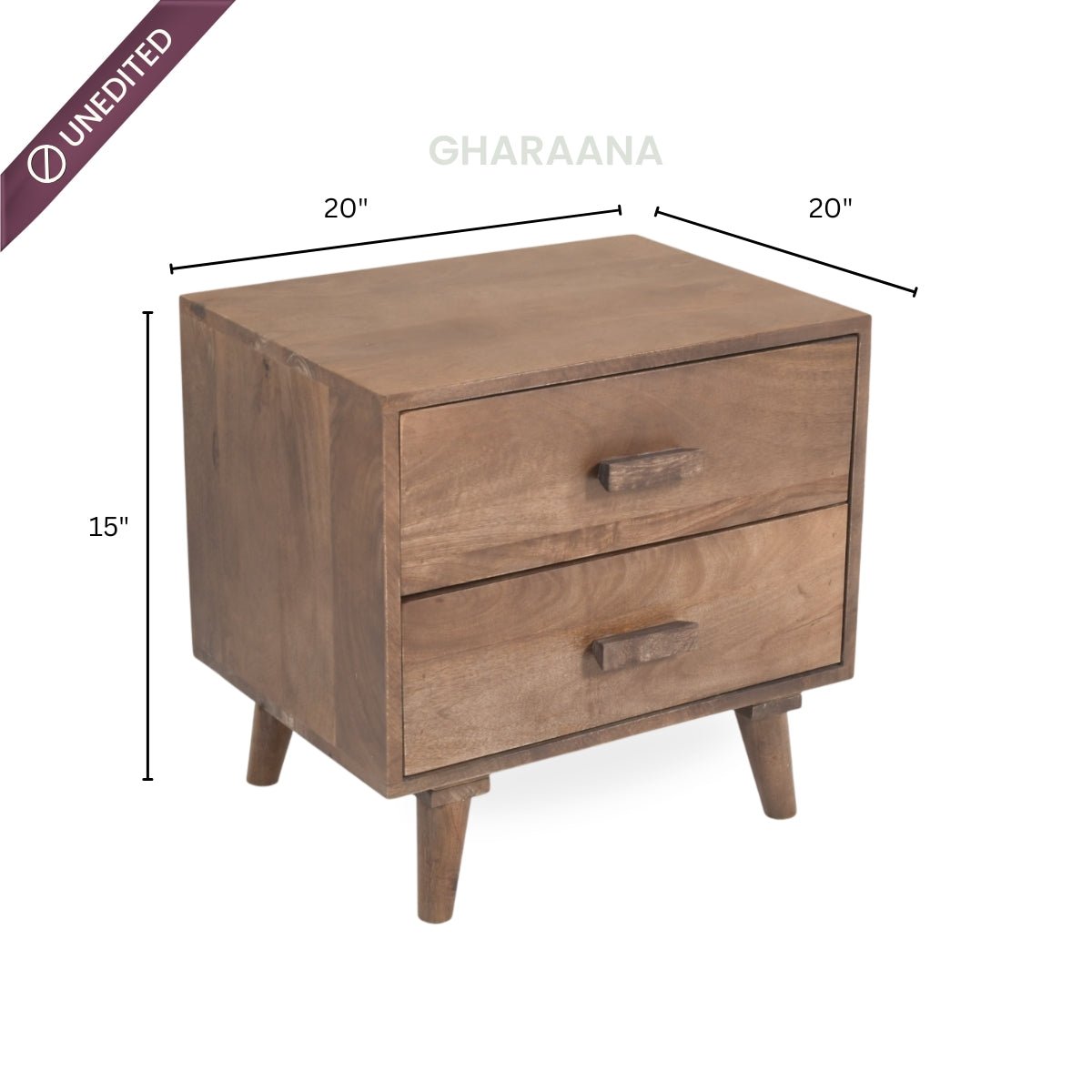 Ellora 100% Solid Wood Upholstered Bed with Bedside Tables - Beds - Gharaana
