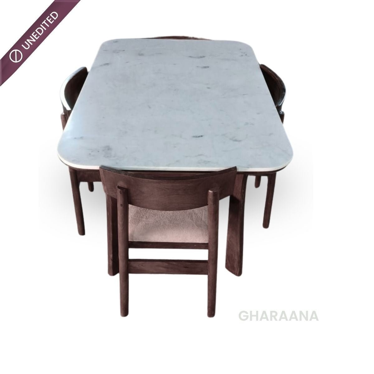 Panache Marble - Top Wooden Dining Table Set - Dining Set - Gharaana