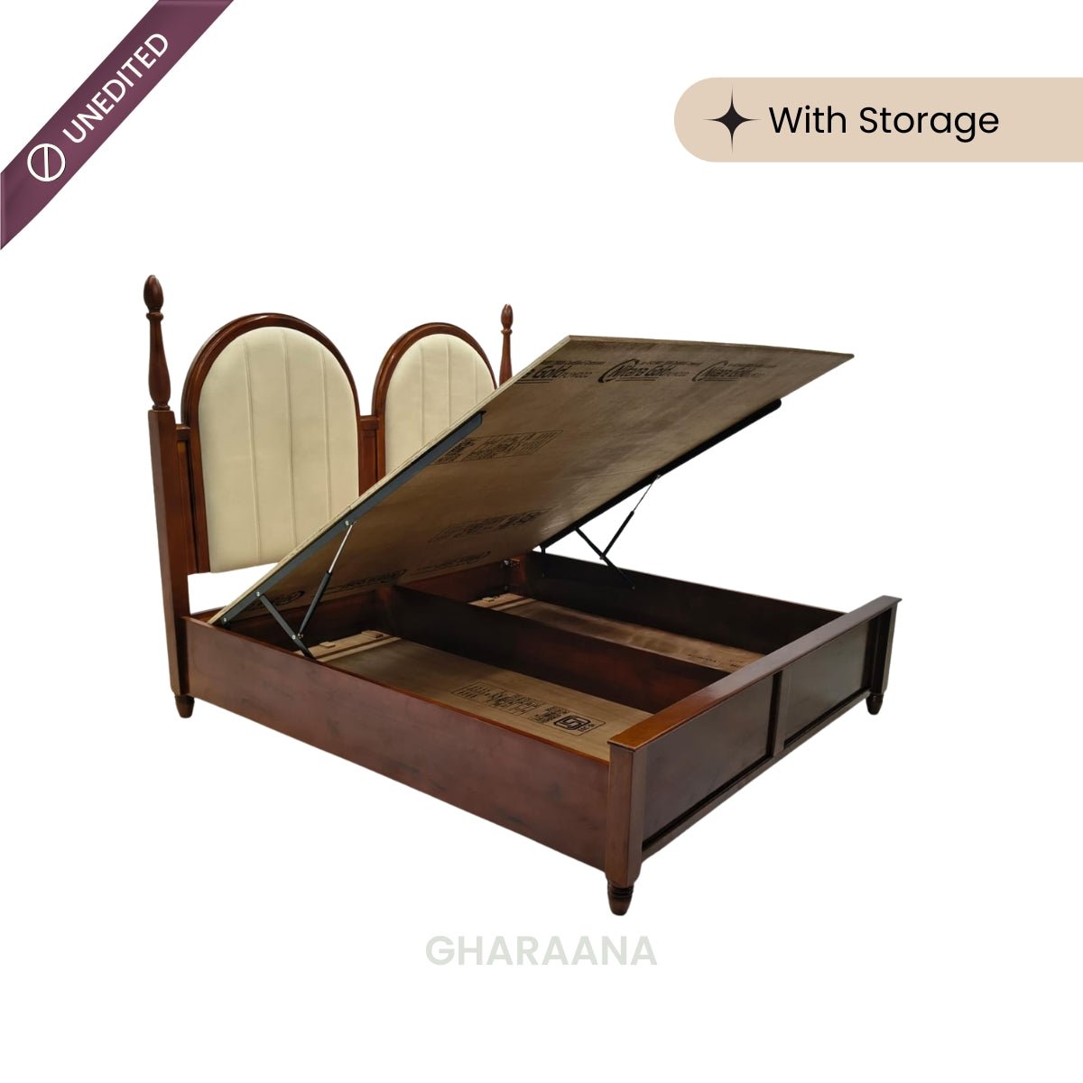 Vyas 100% Solid Wood Upholstered Bed - Beds - Gharaana