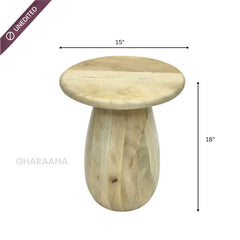 Akira Oval top Solid Wood Center Table & Side Table Combo - Centre Tables - Gharaana