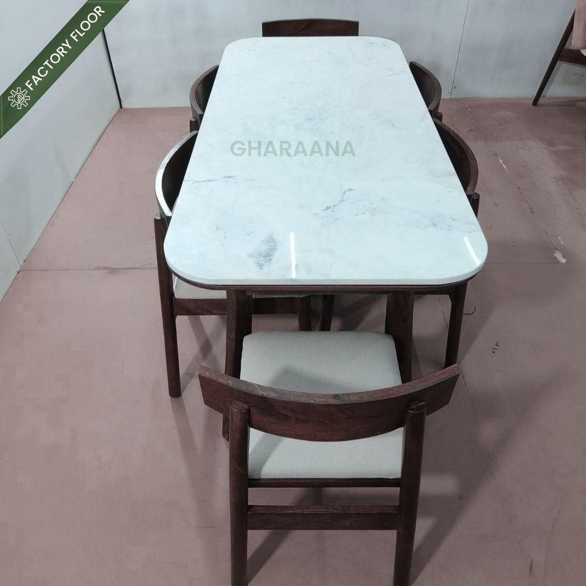Panache Marble - Top Wooden Dining Table Set - Dining Set - Gharaana