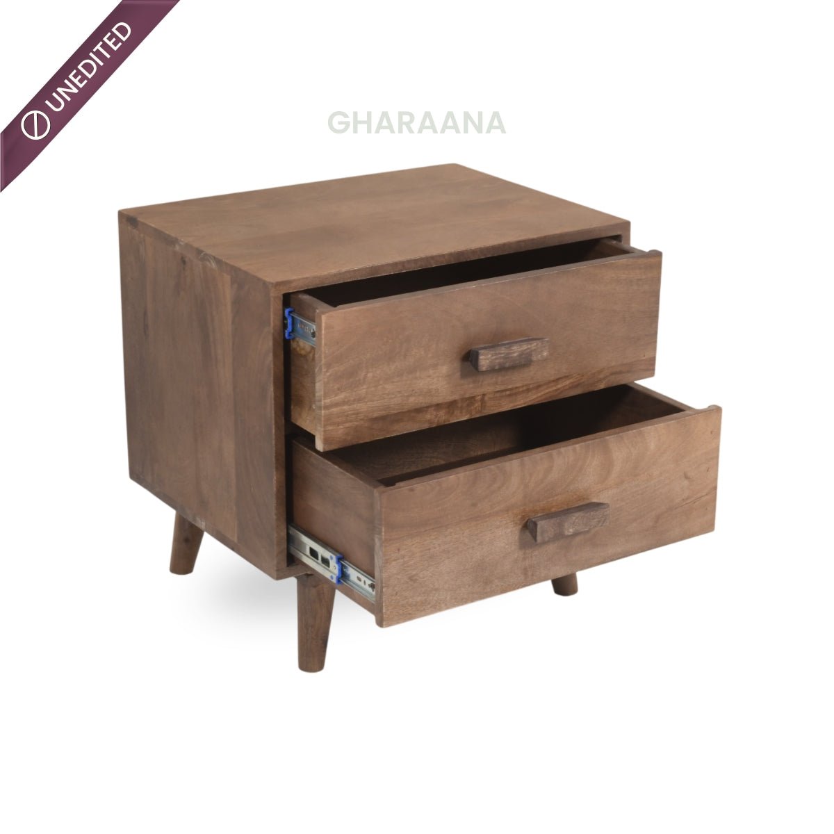 Ellora 100% Solid Wood Upholstered Bed with Bedside Tables - Beds - Gharaana