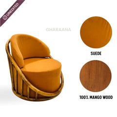 Sloan Plush Wooden Armchair - Armchairs - Gharaana