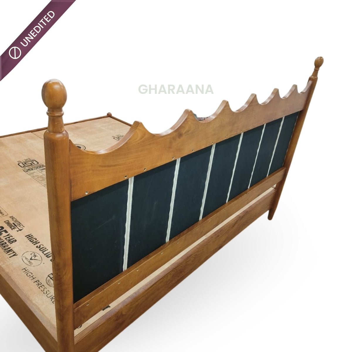 Ellora 100% Solid Wood Upholstered Bed with Bedside Tables - Beds - Gharaana
