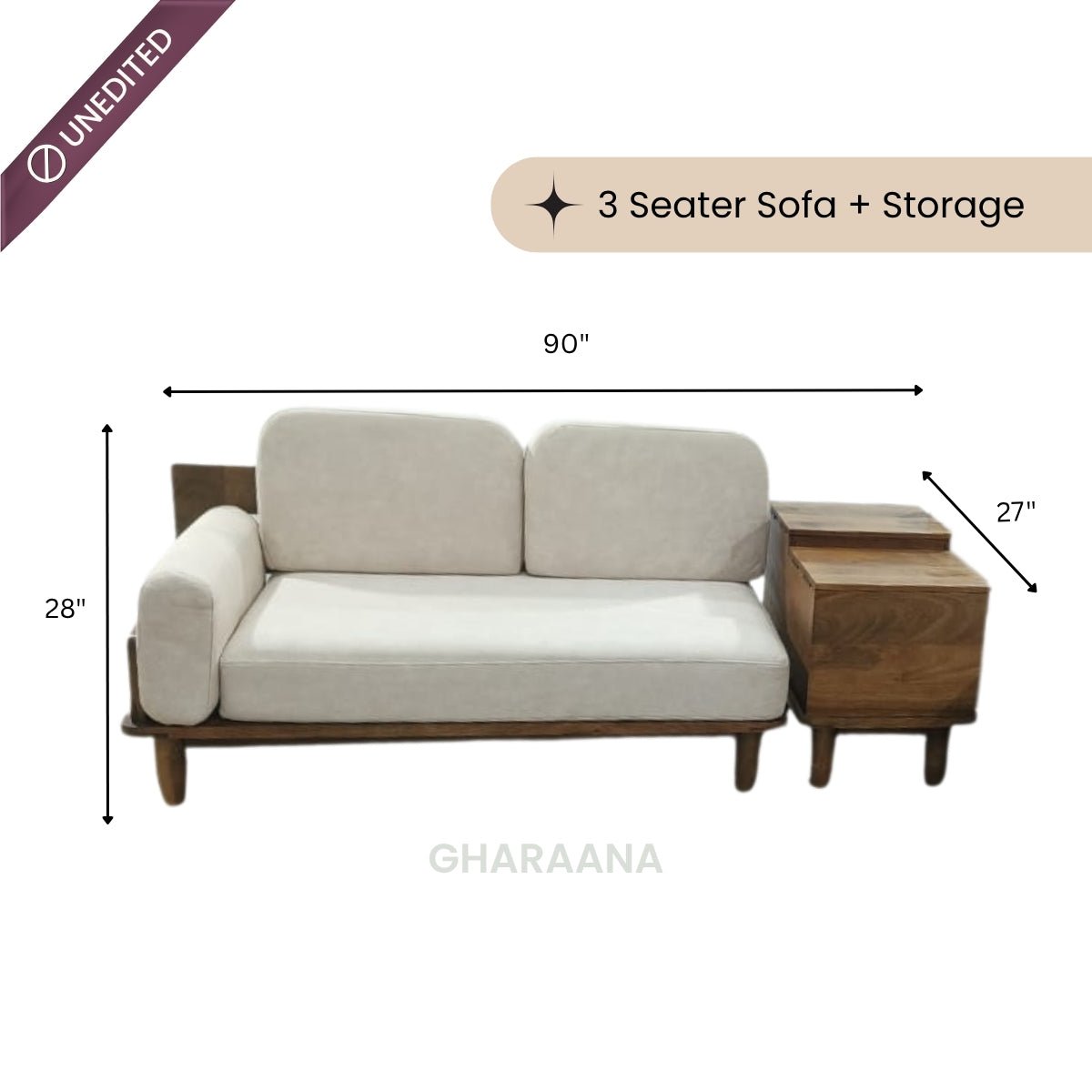 Cara Custom Wooden Upholstered Sofa & Daybed - Sofas - Gharaana