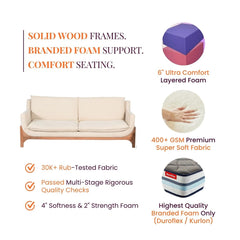 Raya Custom Wooden Upholstered Sofa - Sofas - Gharaana