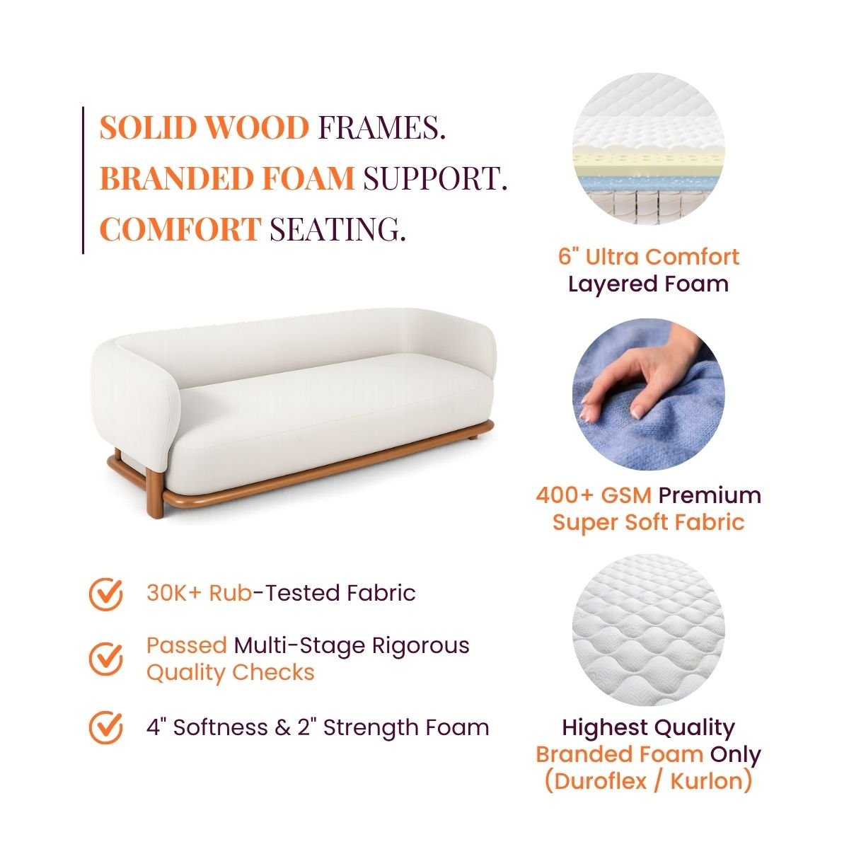 Forum Custom Wooden Upholstered Sofa - Sofas - Gharaana