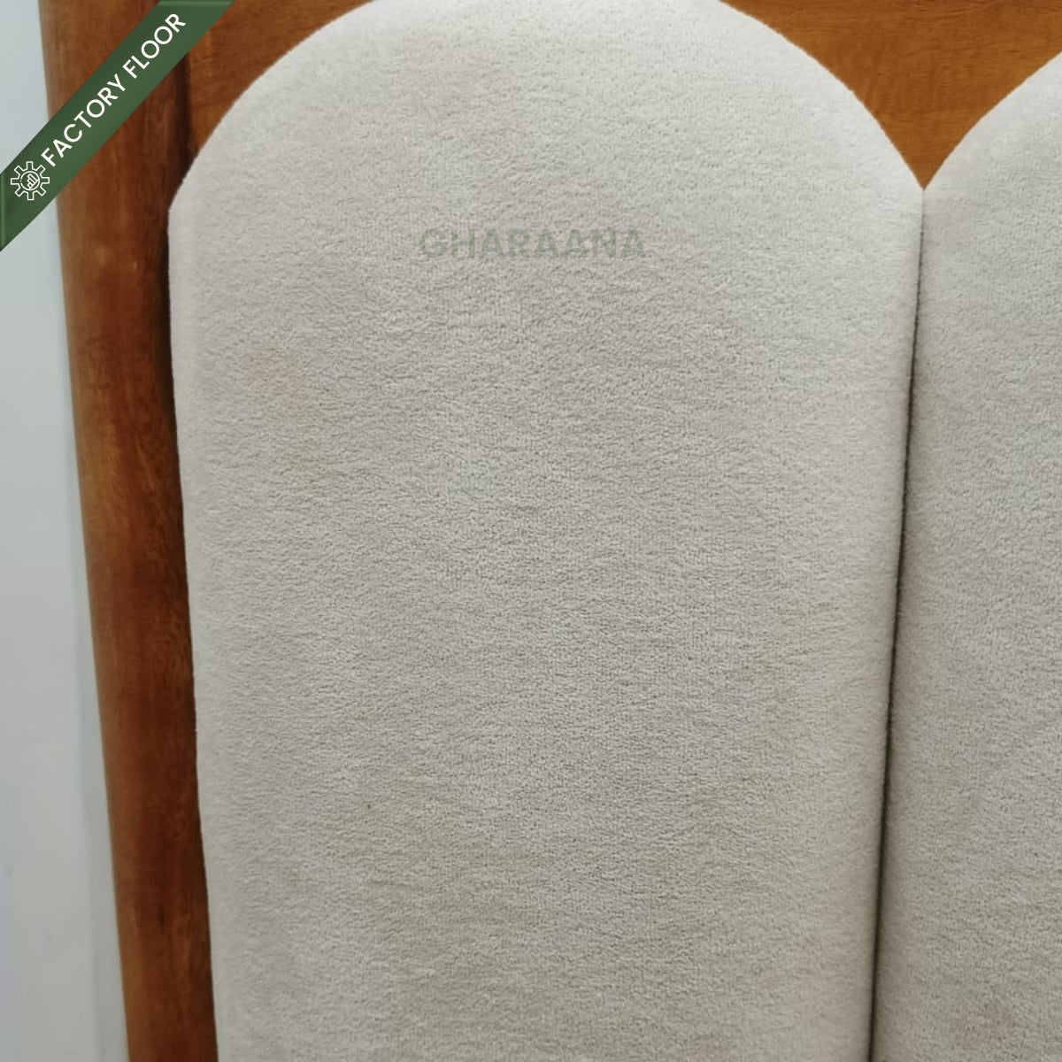 Ellora 100% Solid Wood Upholstered Bed with Bedside Tables - Beds - Gharaana