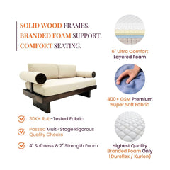 Swiss Wooden Plush Sofa - Armchairs - Gharaana