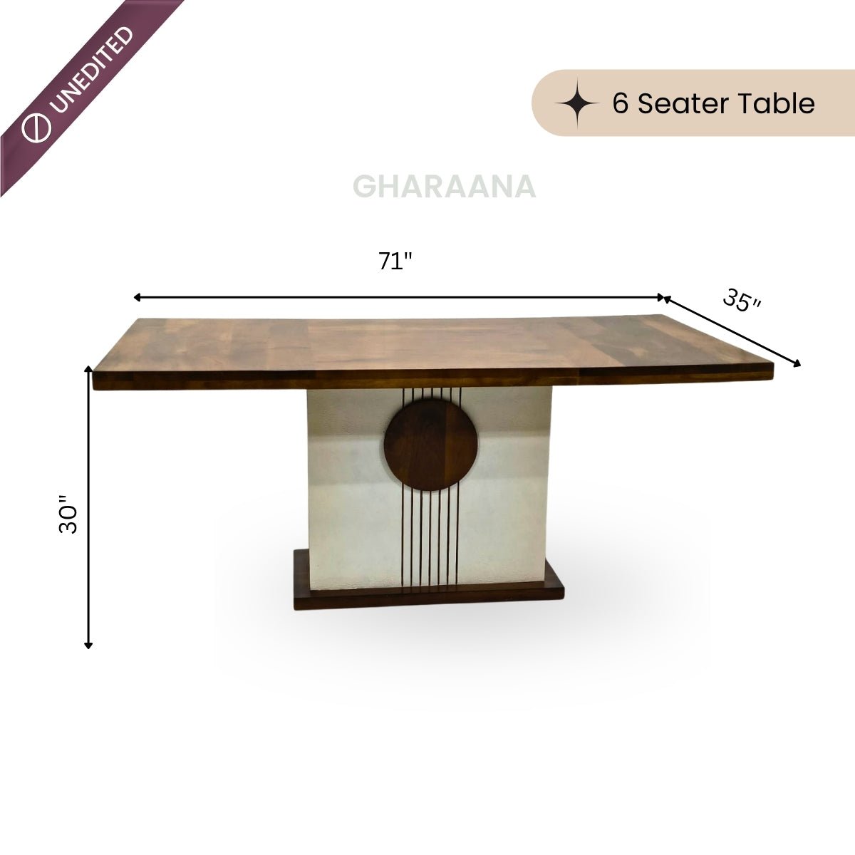Sunburst Wooden Dining Table Set - Dining Set - Gharaana