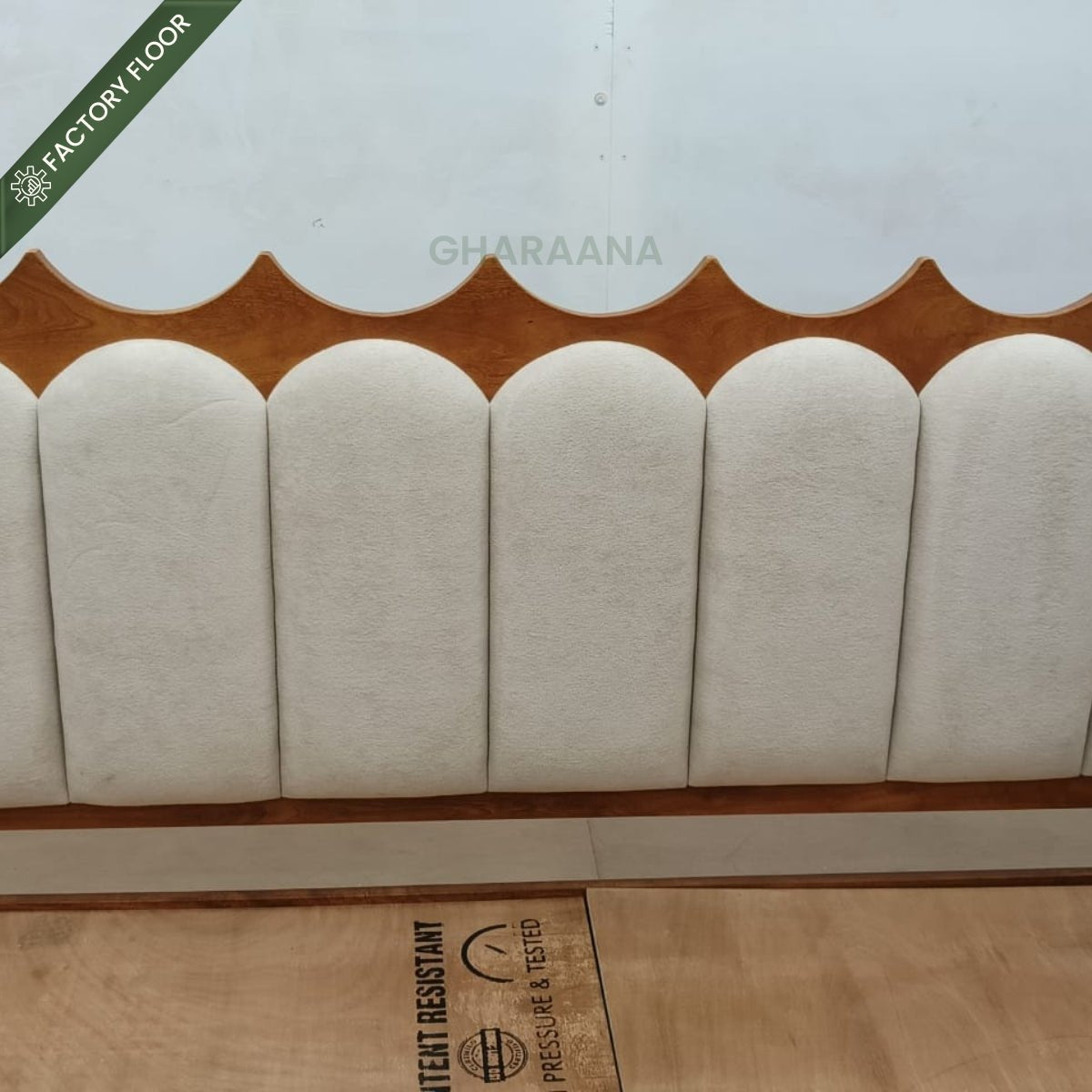 Ellora 100% Solid Wood Upholstered Bed with Bedside Tables - Beds - Gharaana
