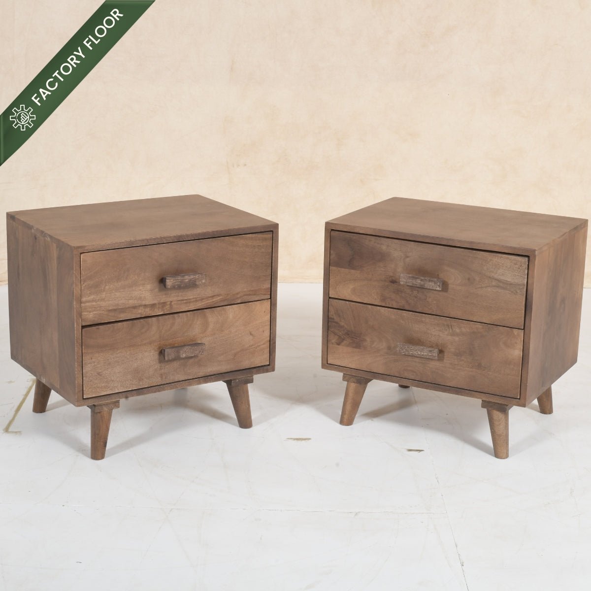 Ellora 100% Solid Wood Upholstered Bed with Bedside Tables - Beds - Gharaana