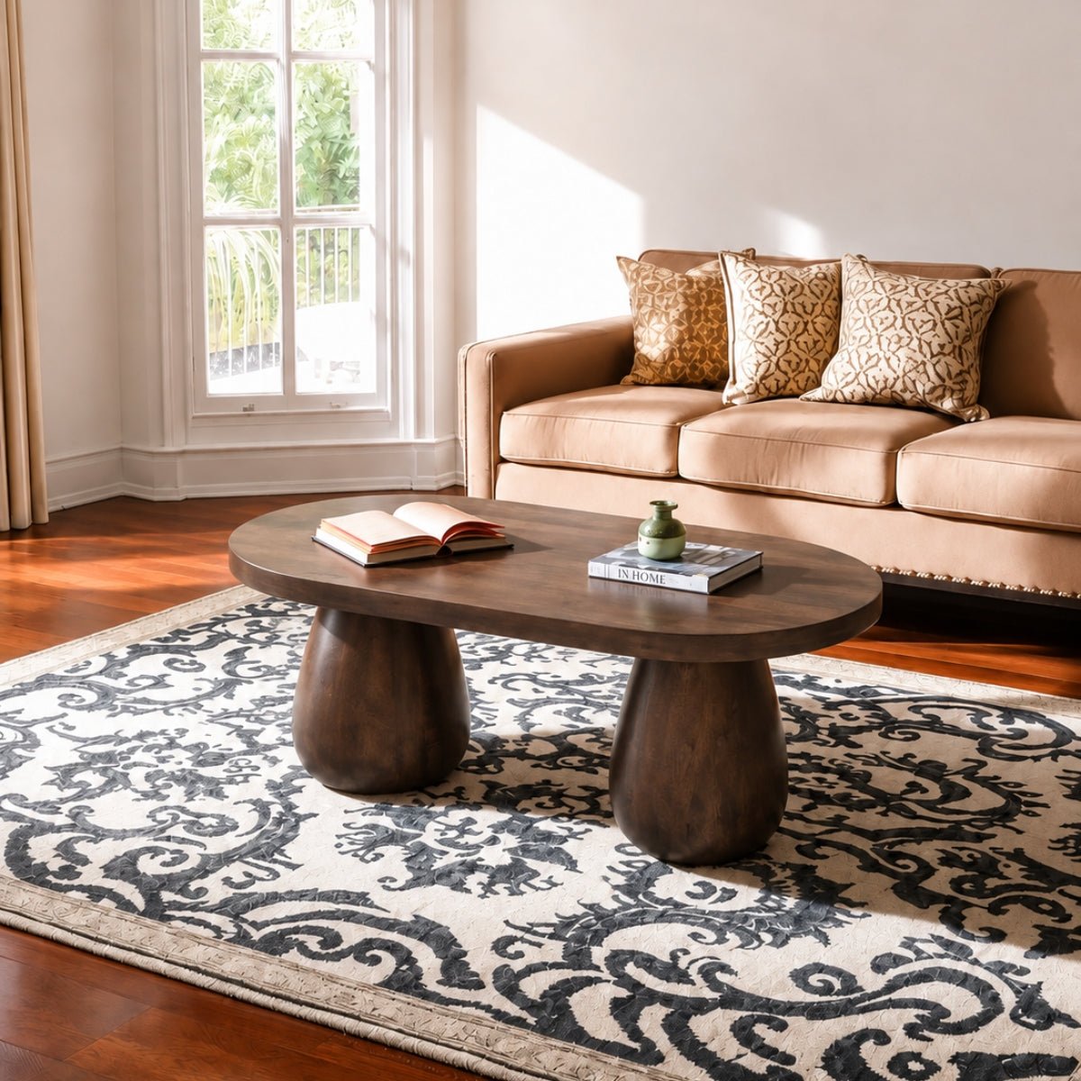 Akira Oval top Solid Wood Center Table - Centre Tables - Gharaana