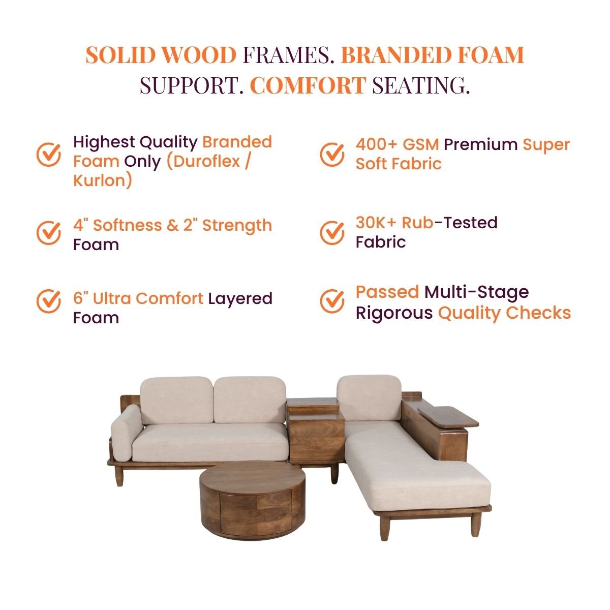 Cara Custom Wooden Upholstered Sofa & Daybed - Sofas - Gharaana