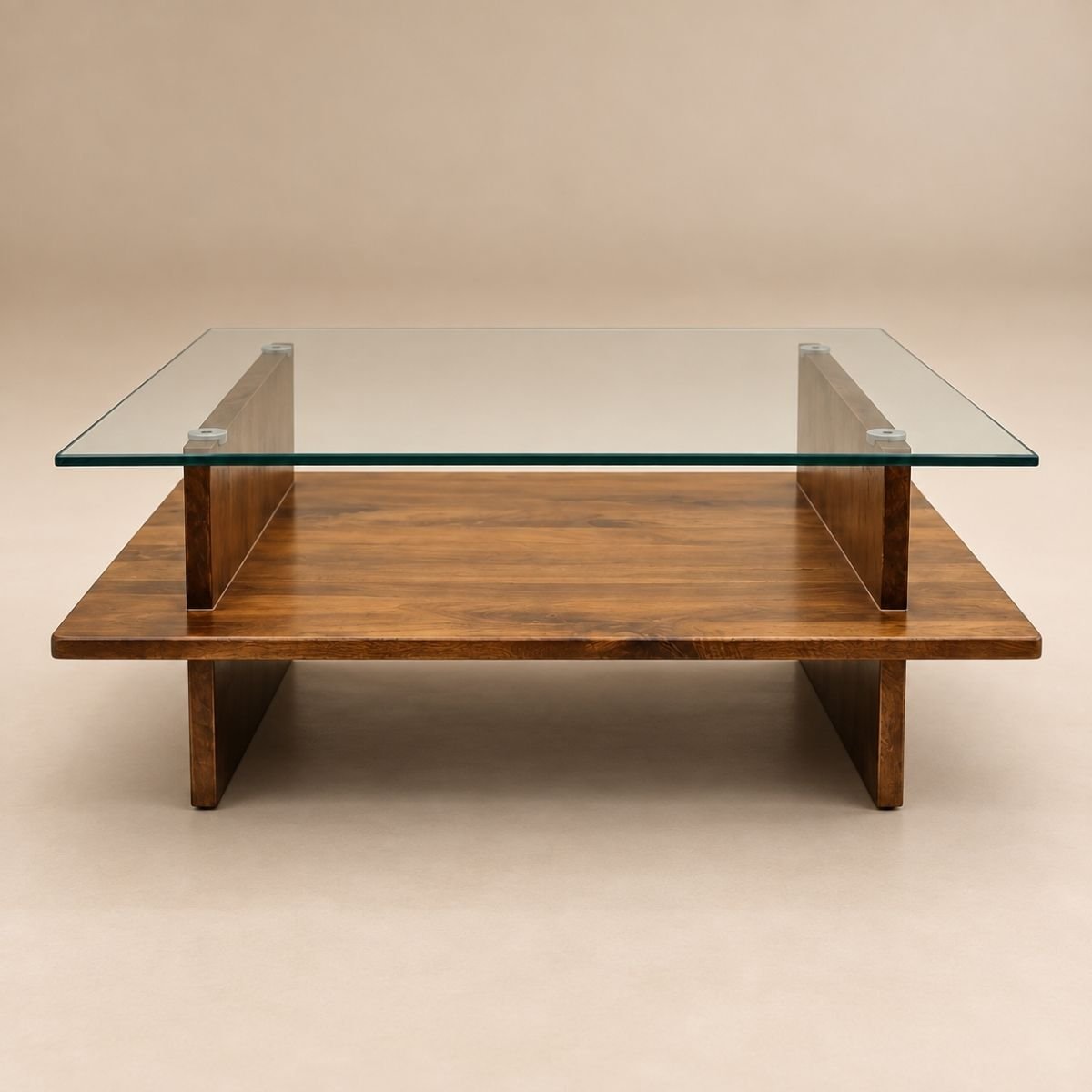 Bella Glass Top Solid Wood Center Table - Centre Tables - Gharaana