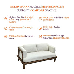 Ohm Custom Wooden Upholstered Sofa - Sofas - Gharaana