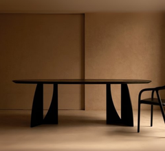 Crescent Wooden 6-Seater Dining Table Set