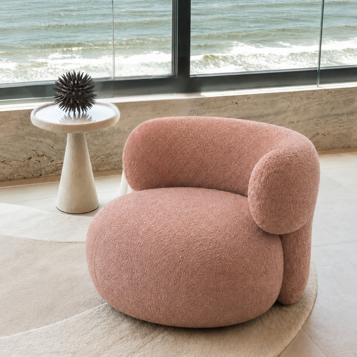 Moon Wooden Plush Armchair